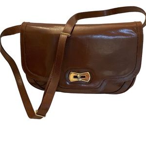 Crouch & Fitzgerald Brown Leather Adjustable Strap Crossbody Shoulder Bag ITALY